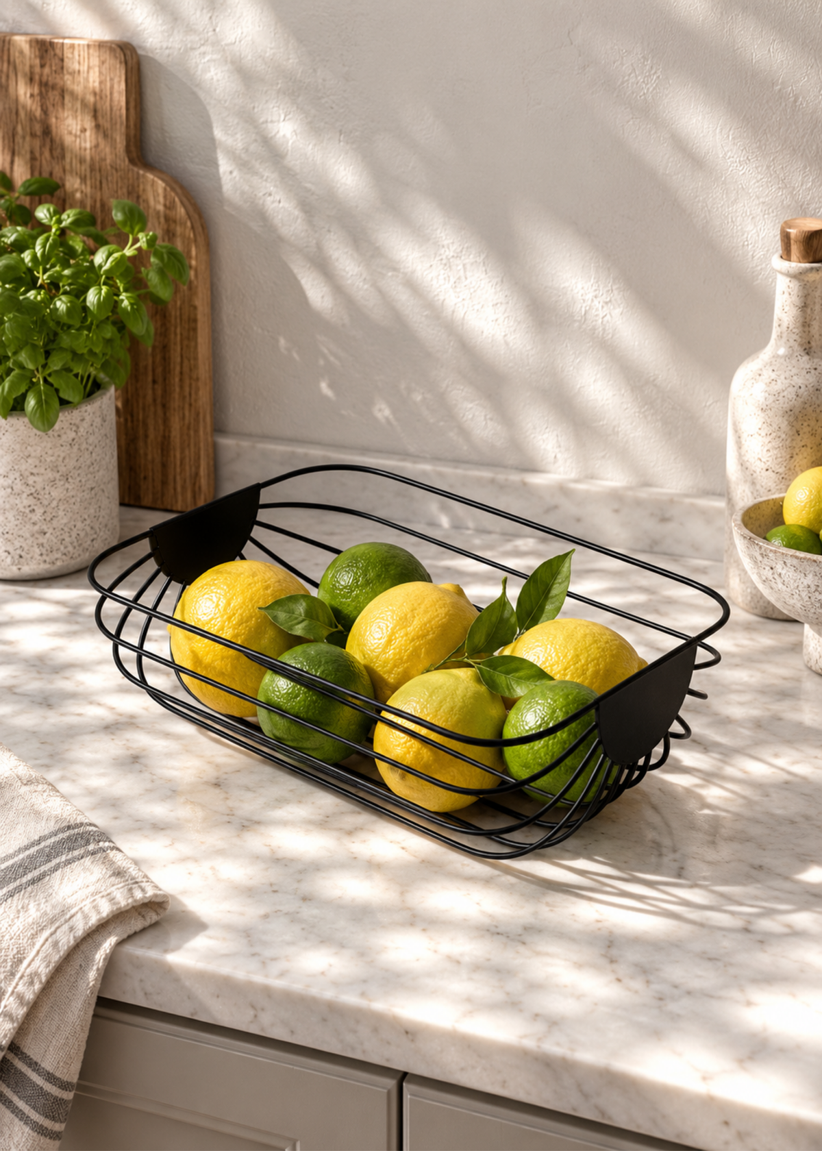 Cove Matte Black Wire Fruit Basket