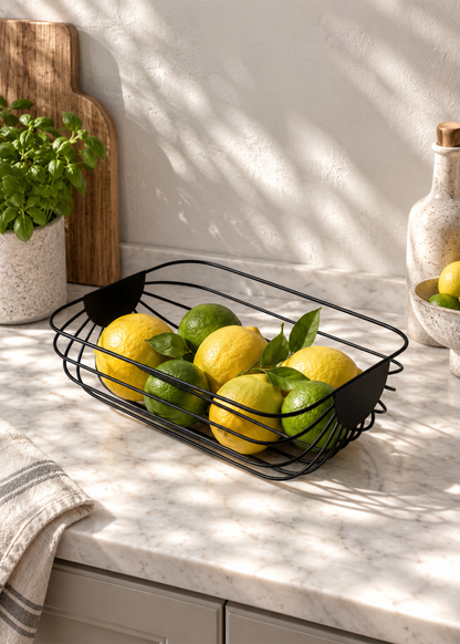 Cove Matte Black Wire Fruit Basket