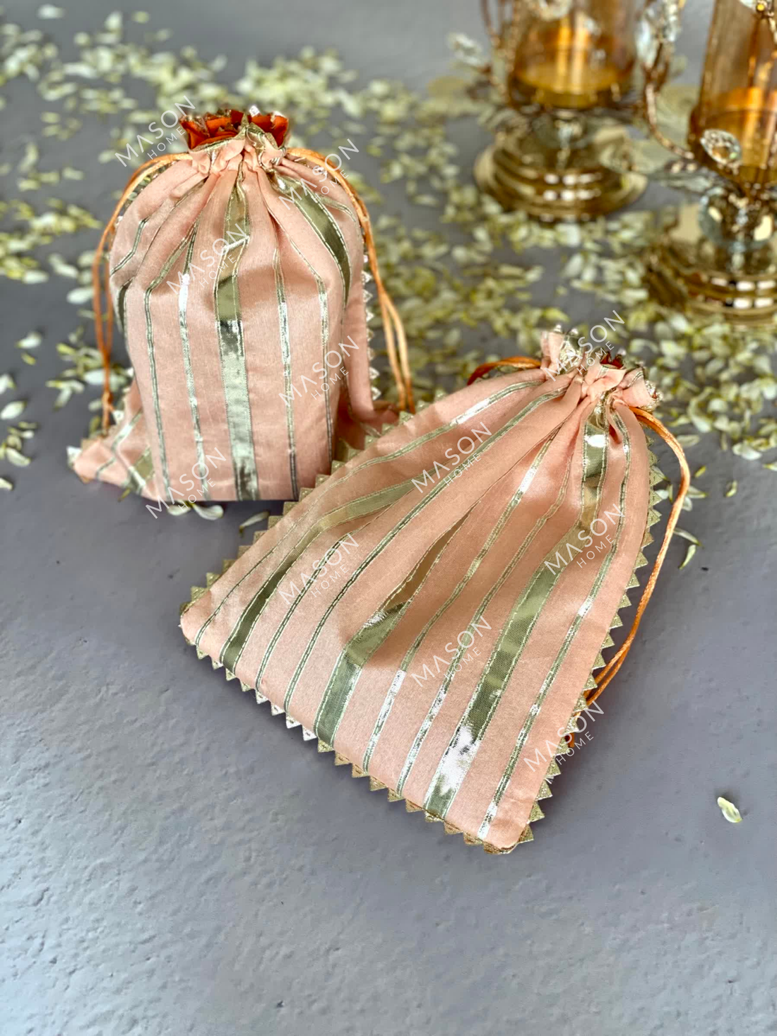 Festive Stripe Batwa - Peach  (Set of 2)