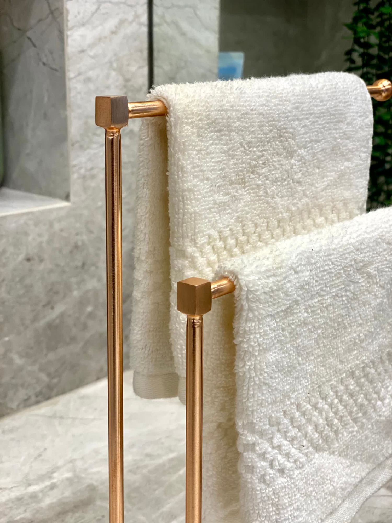 Melrose Hand Towel Stand - White &amp; Rose gold