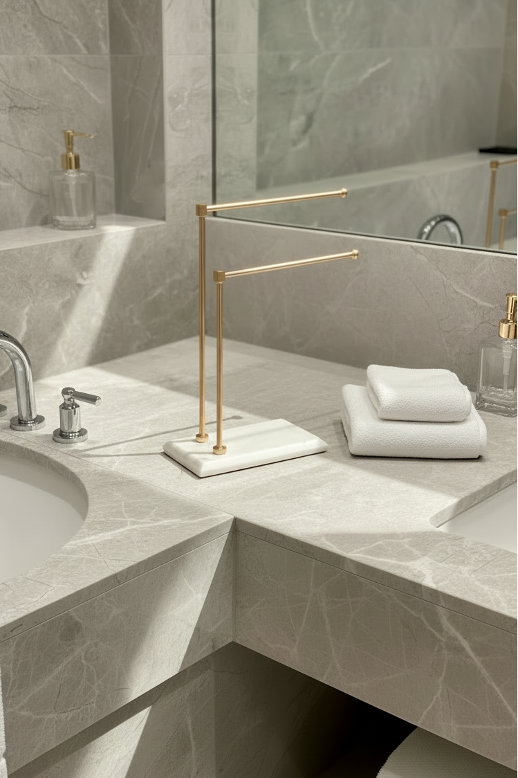 Melrose Hand Towel Stand - White &amp; Rose Gold