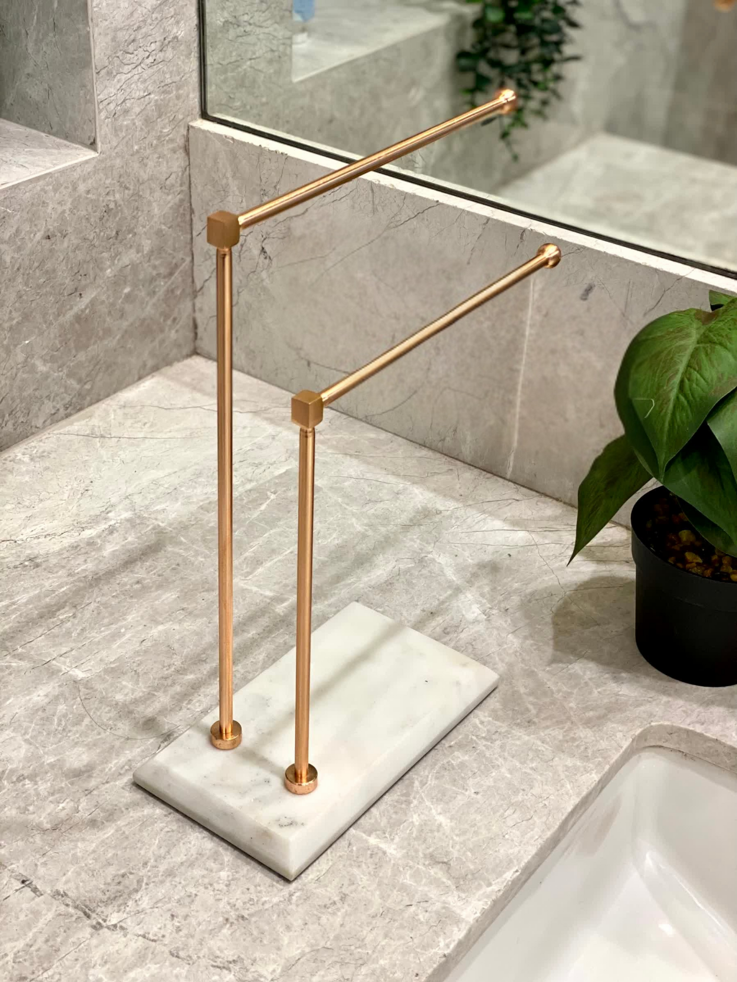 Melrose Hand Towel Stand - White &amp; Rose gold