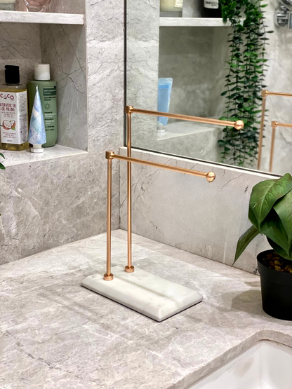 Melrose Hand Towel Stand - White &amp; Rose gold