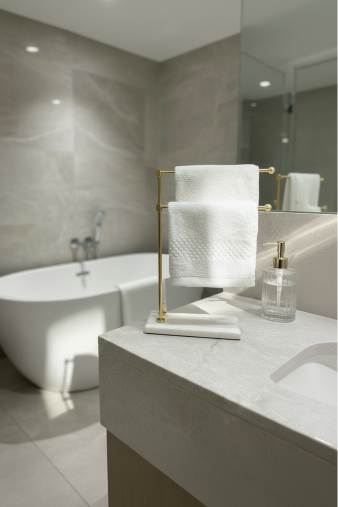 Melrose Hand Towel Stand - White &amp; Gold