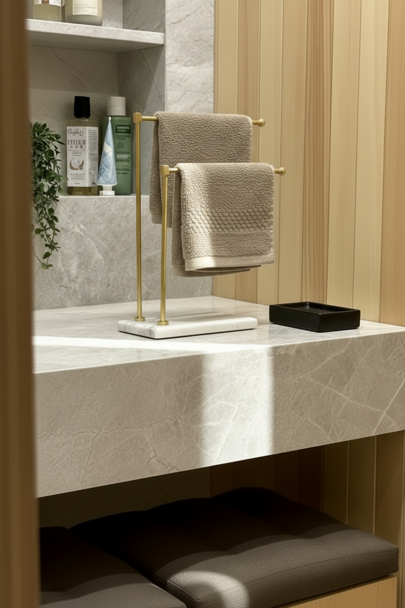 Melrose Hand Towel Stand - White &amp; Gold