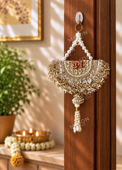 Festive Gilded Pearl Shubh labh - Set of 2