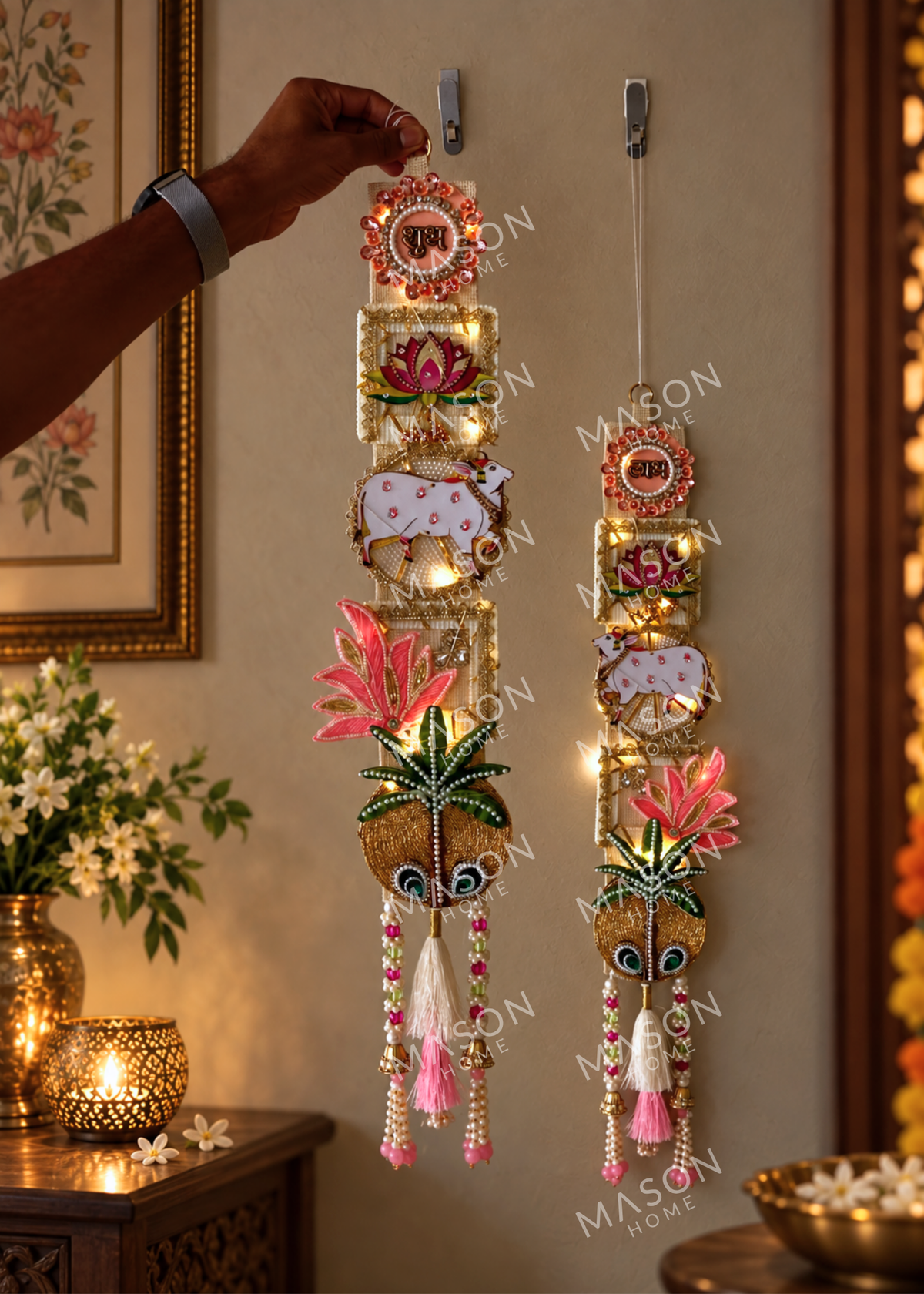 Festive Lotus Grace Shubh Labh - Set of 2
