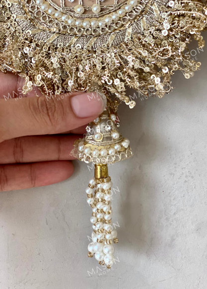 Festive Gilded Pearl Shubh labh - Set of 2