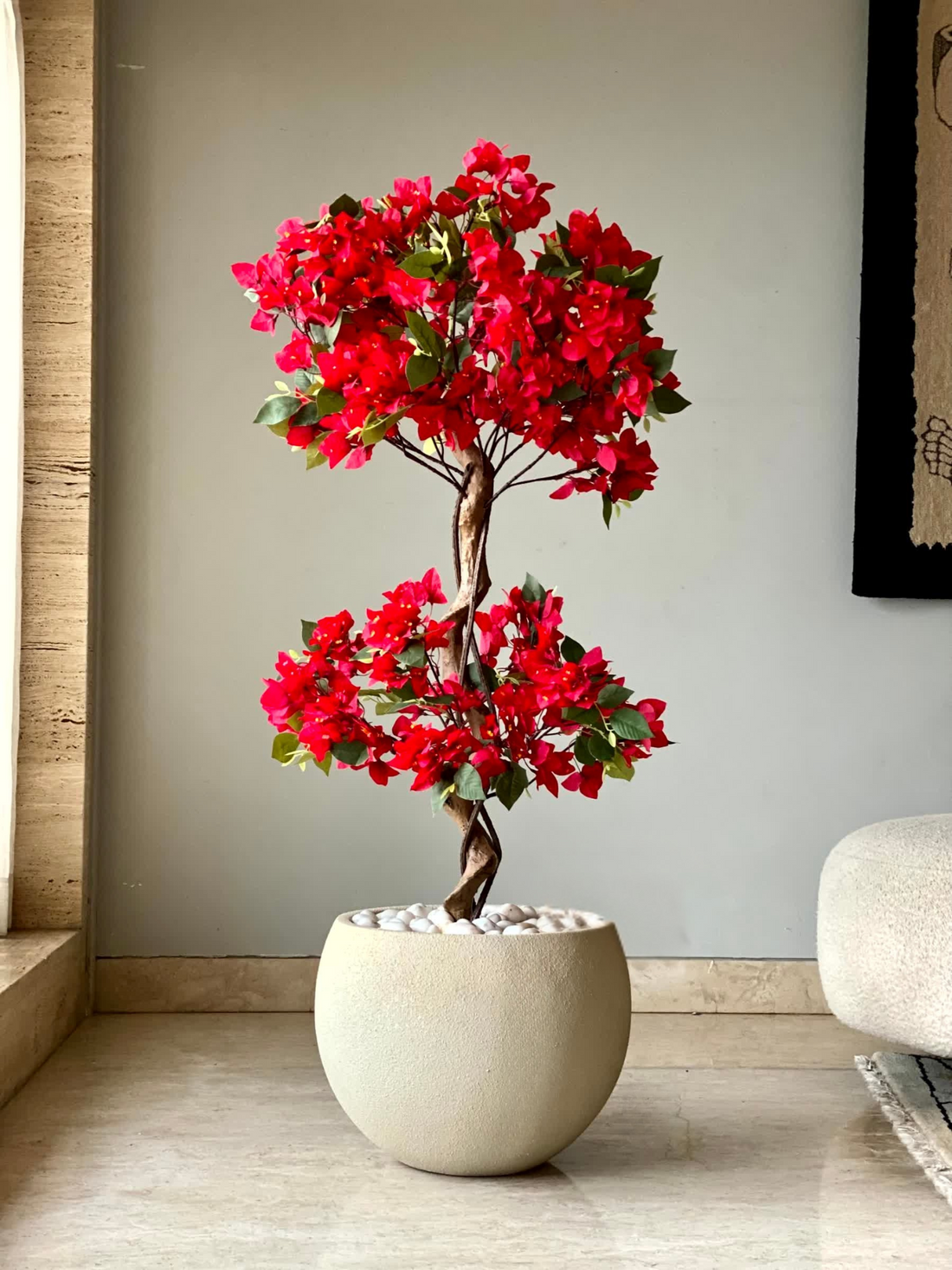 Artificial Scarlett Red Twisted Bougainvillea Plant - 4 Feet