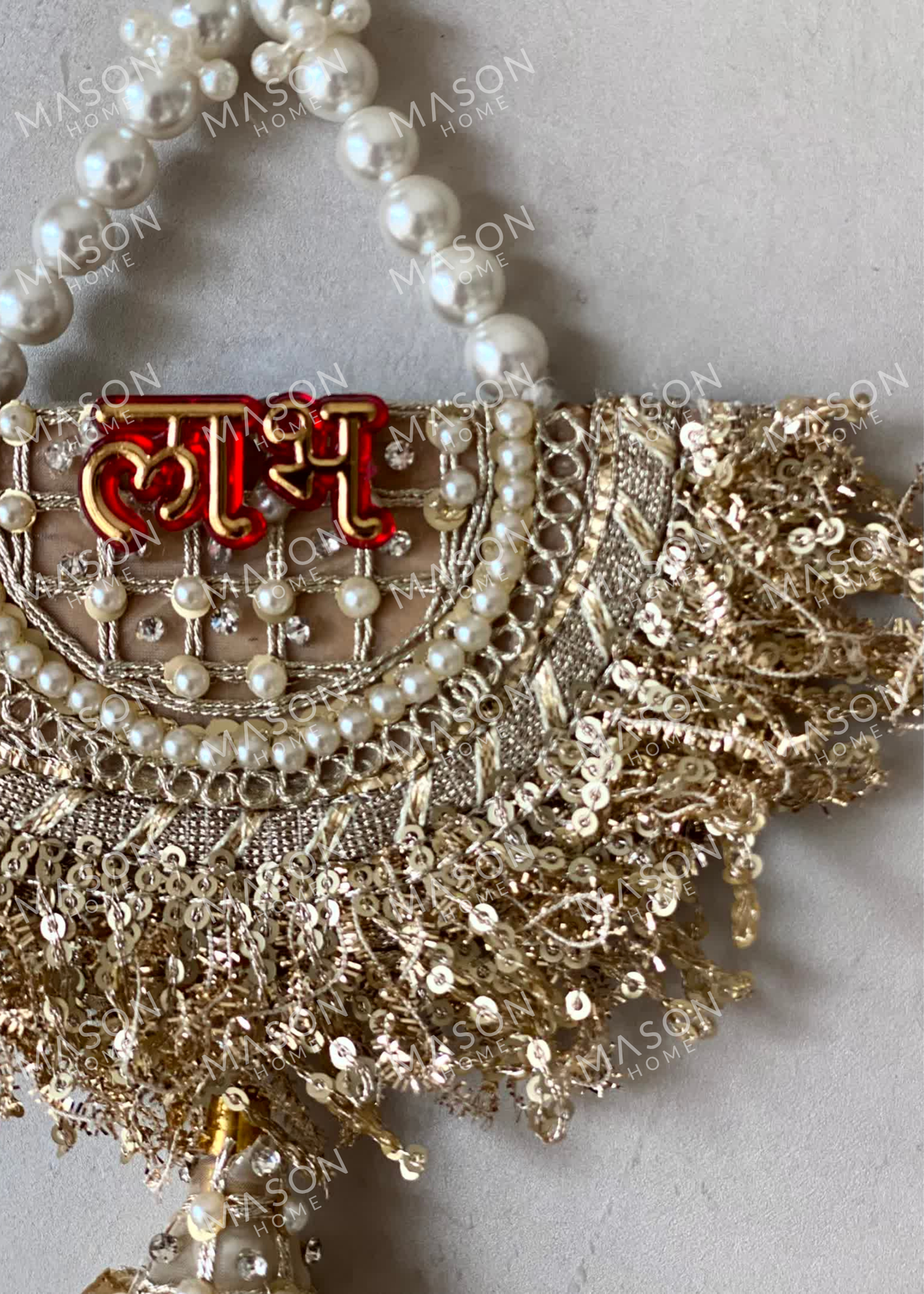 Festive Gilded Pearl Shubh labh - Set of 2