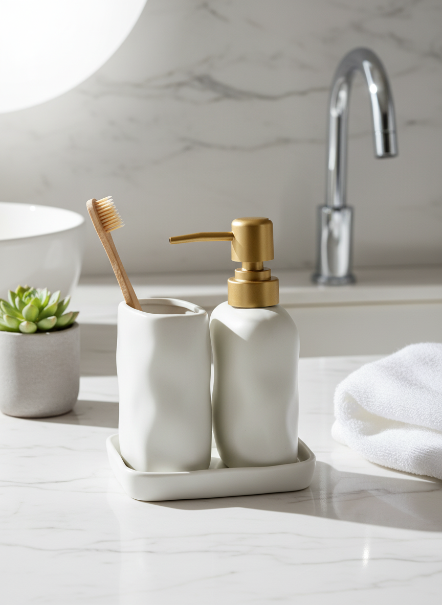 Lucent Bathroom Set - White (Set of 3)