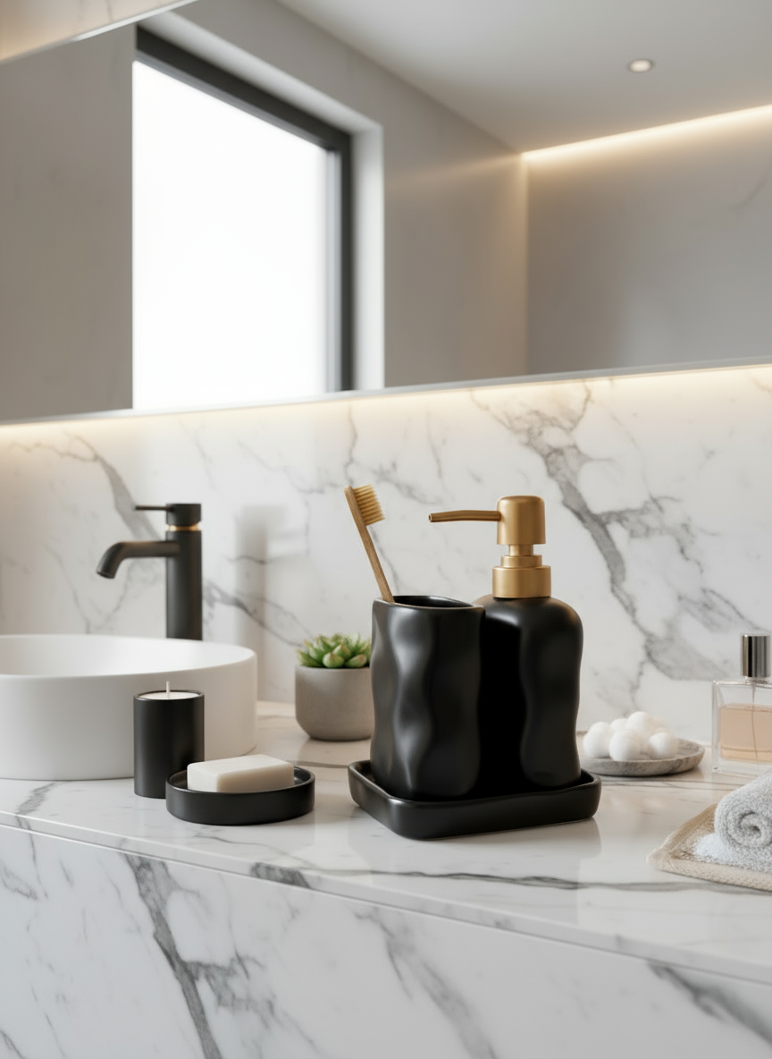 Lucent Bathroom Set - Black (Set of 3)