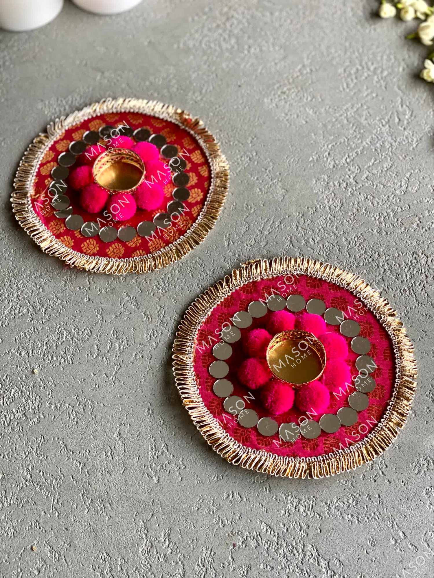 Festive Bloom Diyas - Pink (Set of 2)