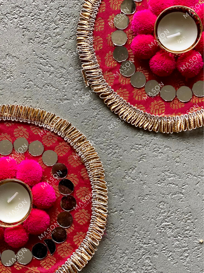 Festive Bloom Diyas - Pink (Set of 2)