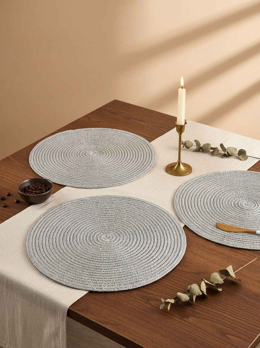 Noir Spiral Placemat Light Grey - Set of 6