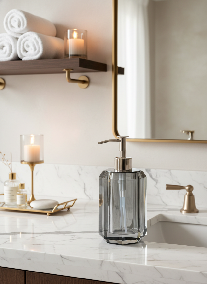 Hexa Crystal Bathroom Dispenser - Black