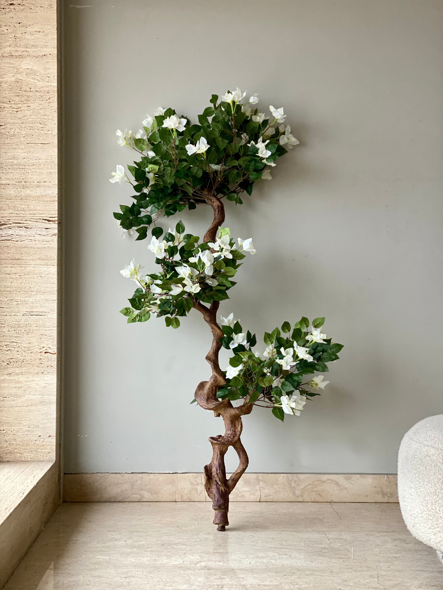 Artificial Twisted White Bougainvillea Tree - 5 Feet