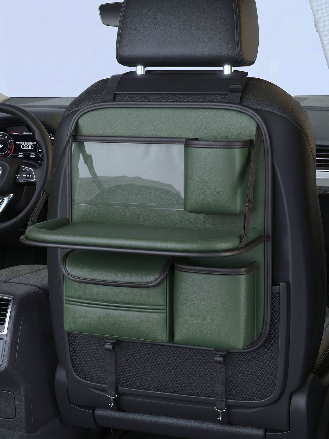 Car Back seat Organizer With Tray - Green