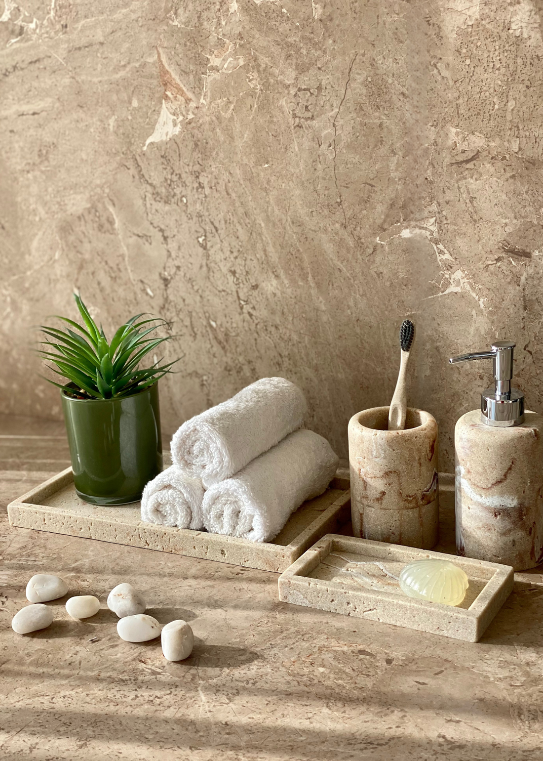 Carrara Bathroom Set - Beige (Set of 3)