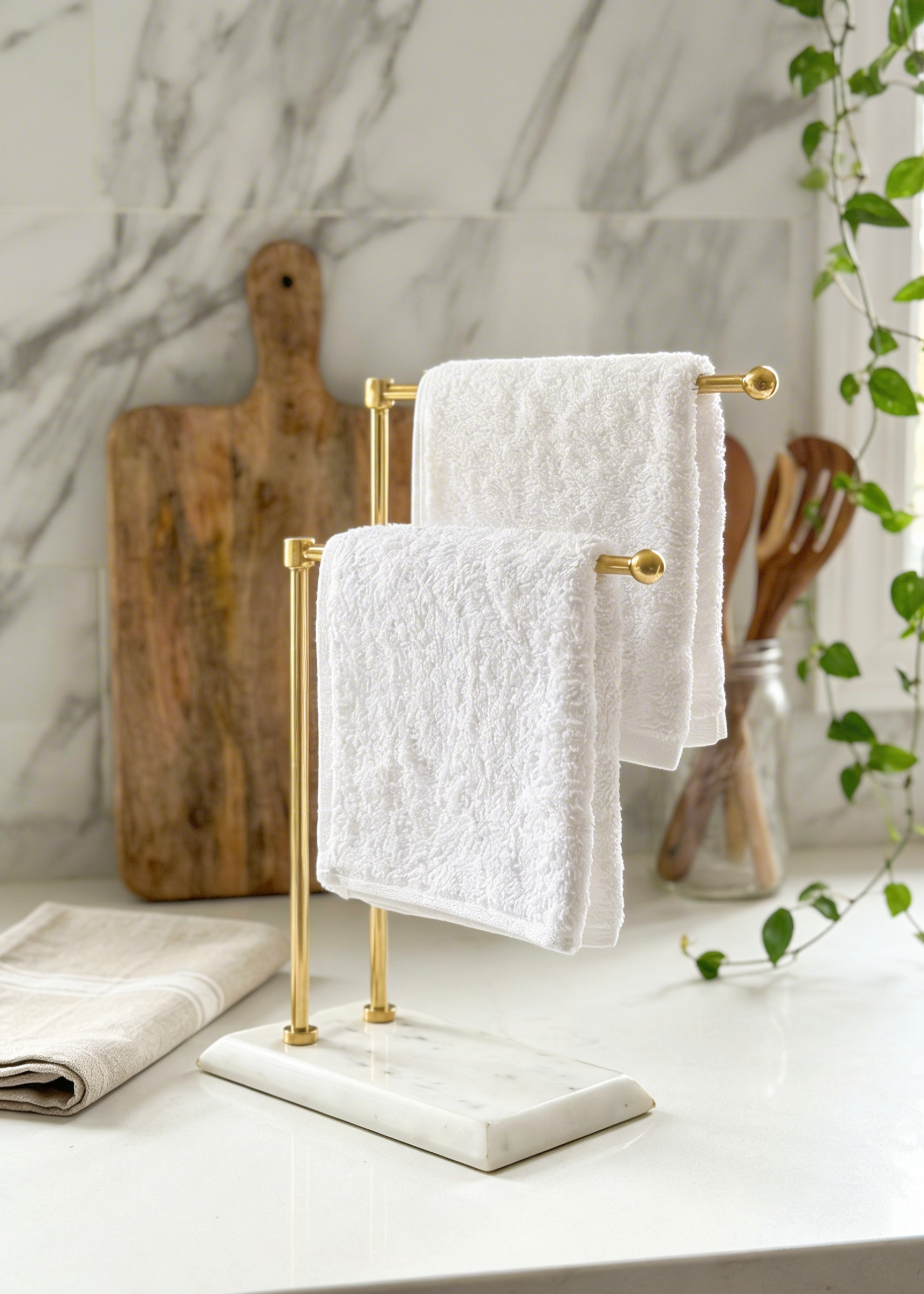 Melrose Hand Towel Stand - White &amp; Gold