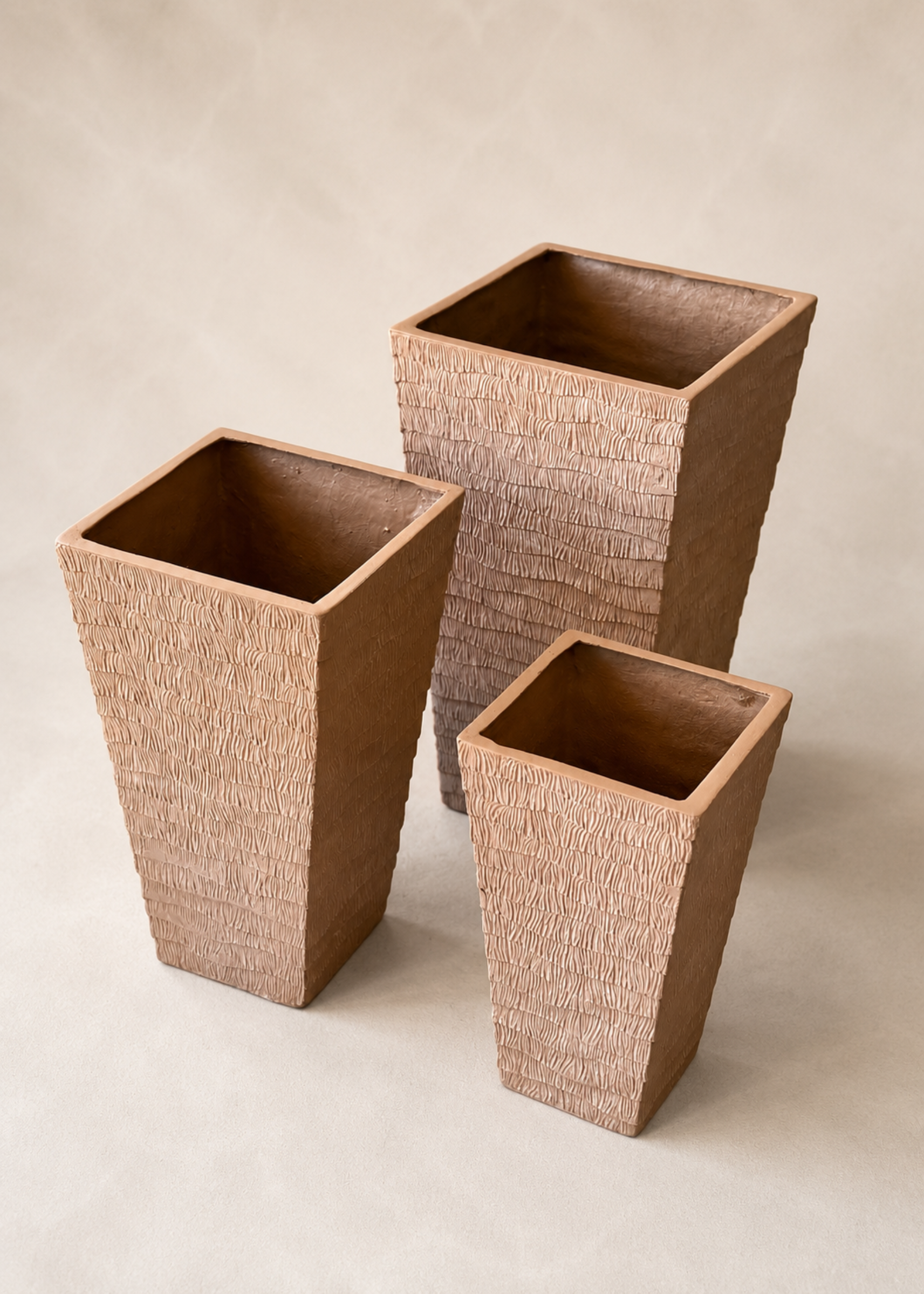 Carved Planters - Terracota Beige