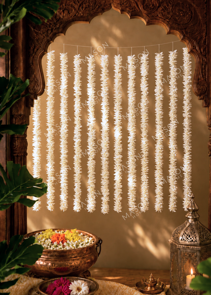 Decorative Artificial White Gajra - Set Of 12 (3 Feet)