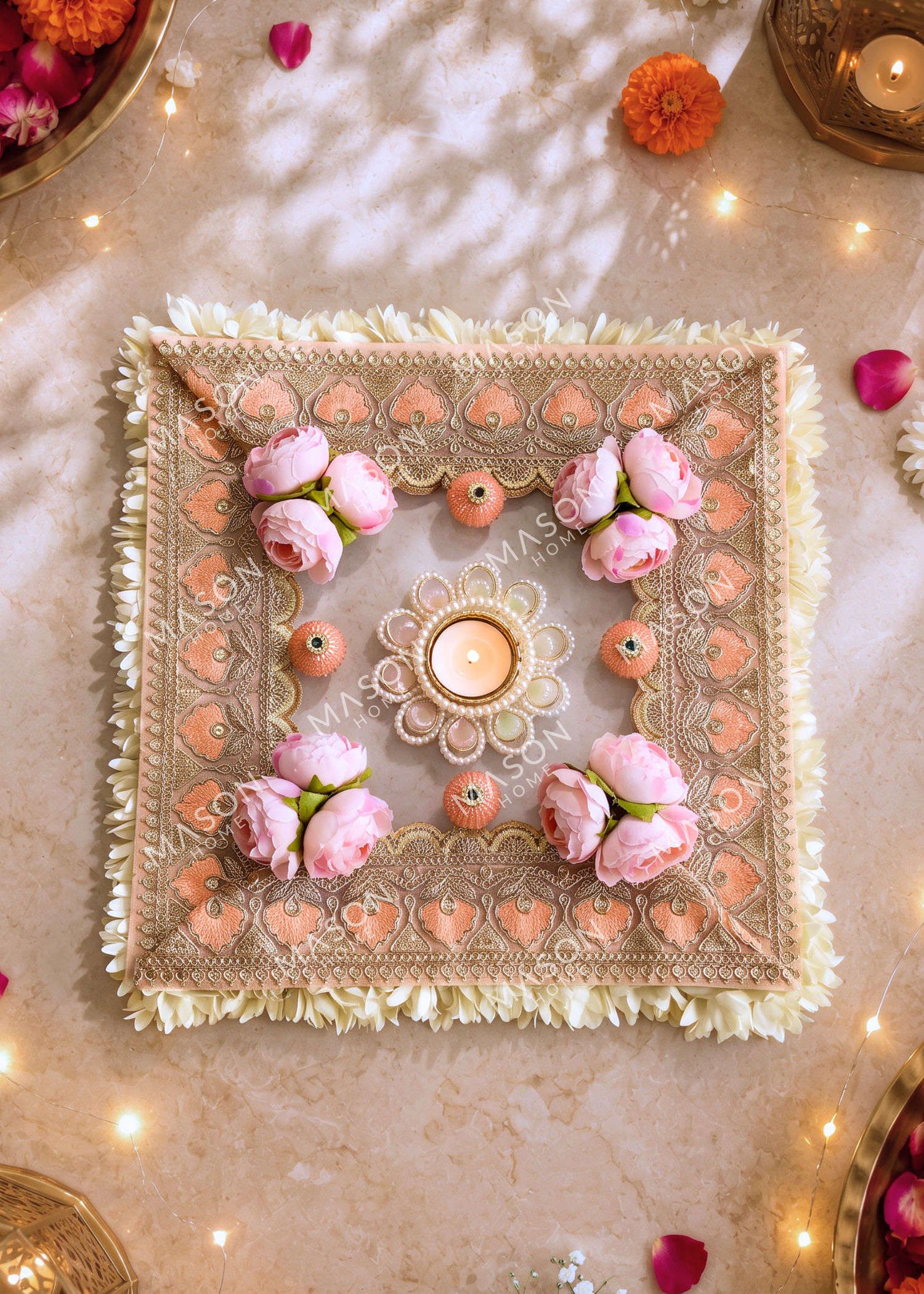 Festive Peach Blossom Rangoli