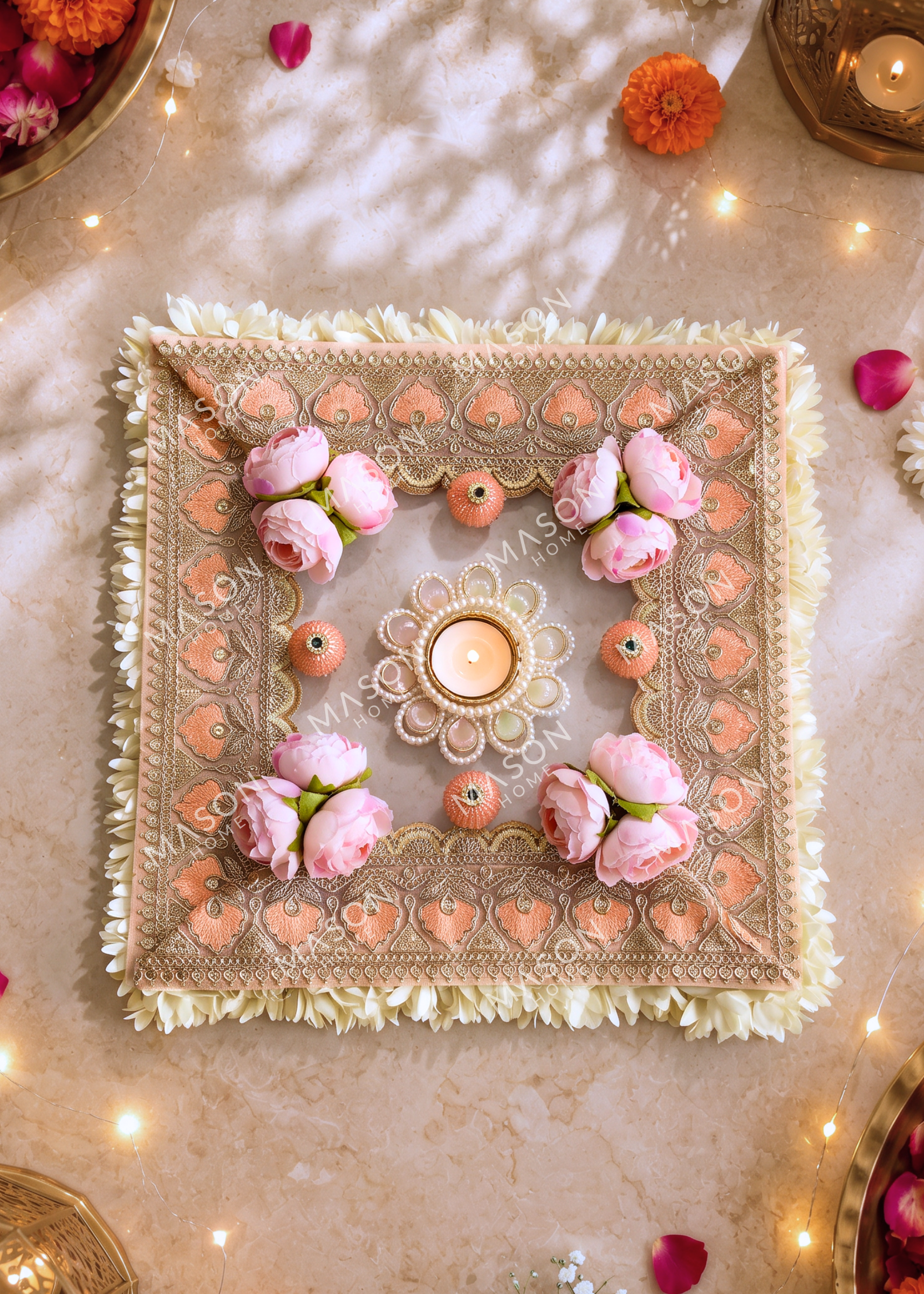 Festive Peach Blossom Rangoli