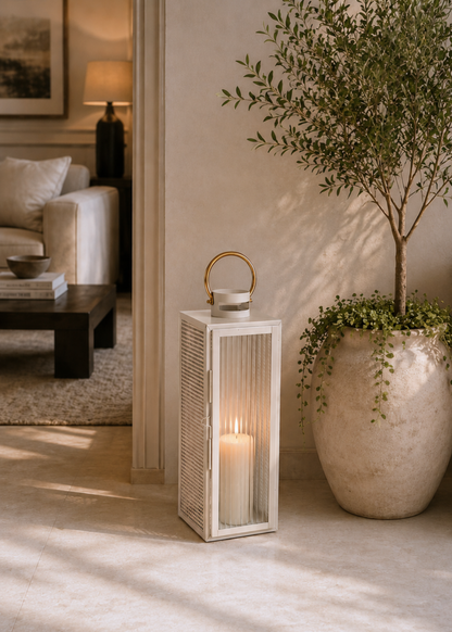 Vellora Beige &amp; Gold Lantern - Large