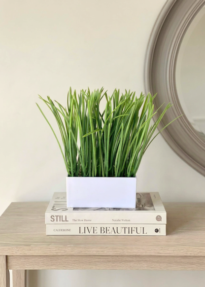 Artficial Grass Plant (White Pot)