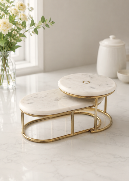 Soho Oval Marble Cake Stand – Set of 2