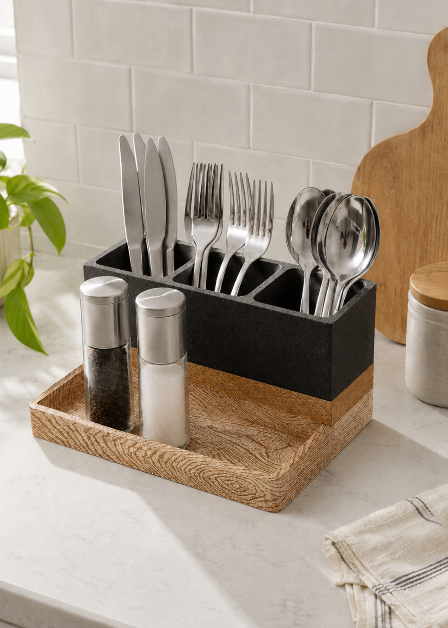 Aurum Dune Cutlery Holder - Black