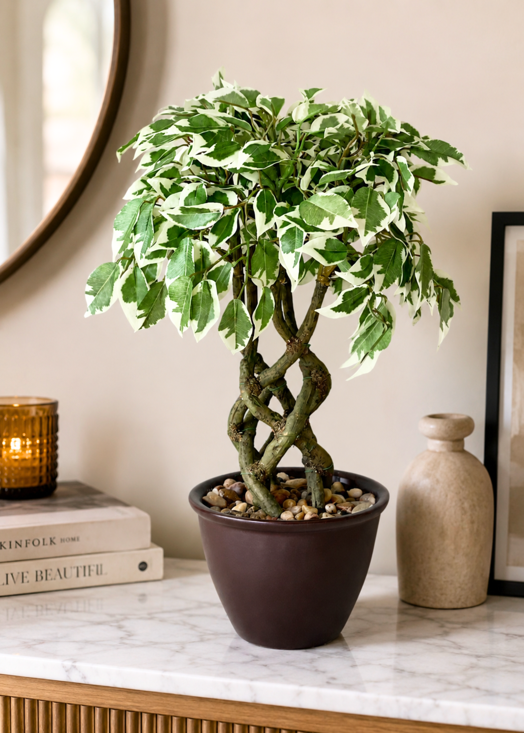 Artificial Variegated Ficus Plant – 1.3 Feet