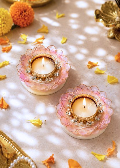Festive Aurelia Bloom Diya - Set of 2