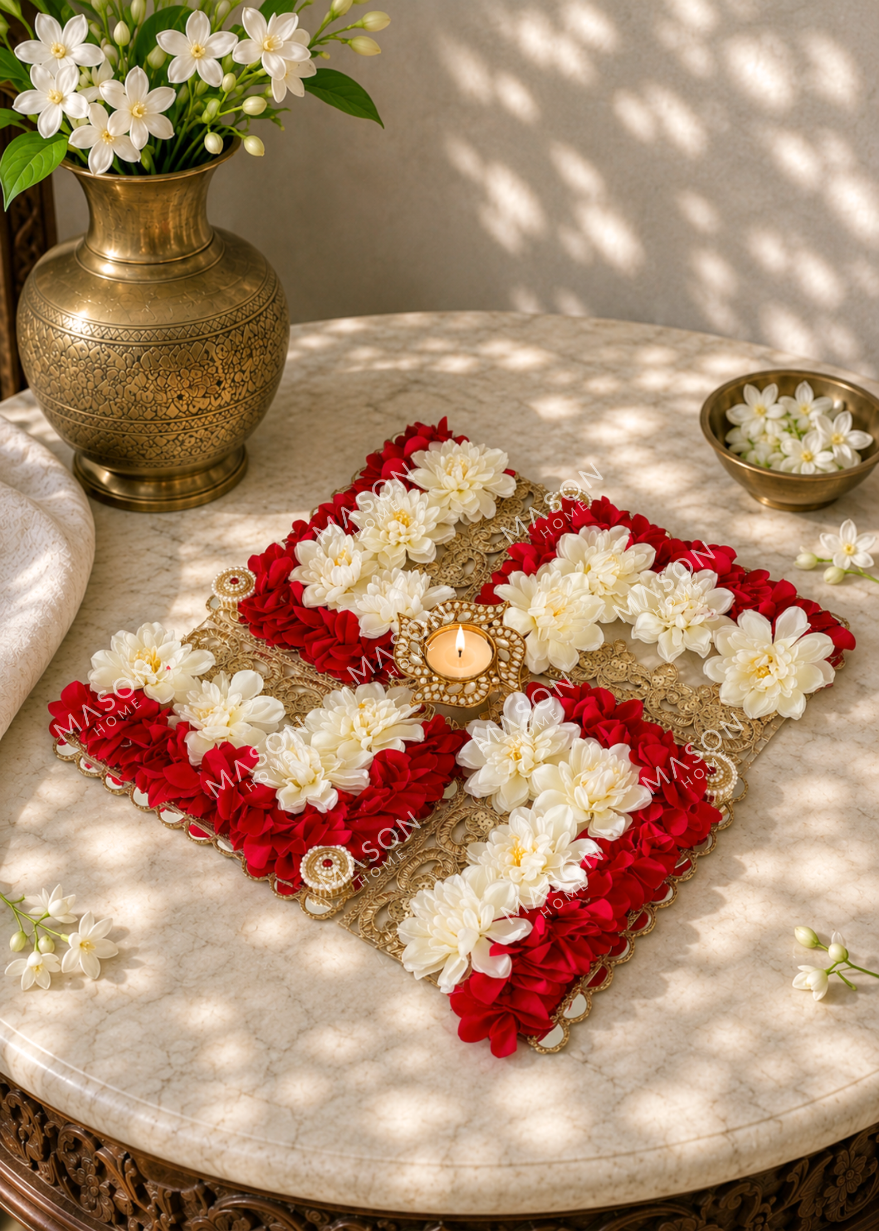 Festive Floral Swastik Rangoli