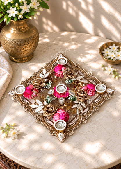 Festive Rose Grace I Artificial Rangoli