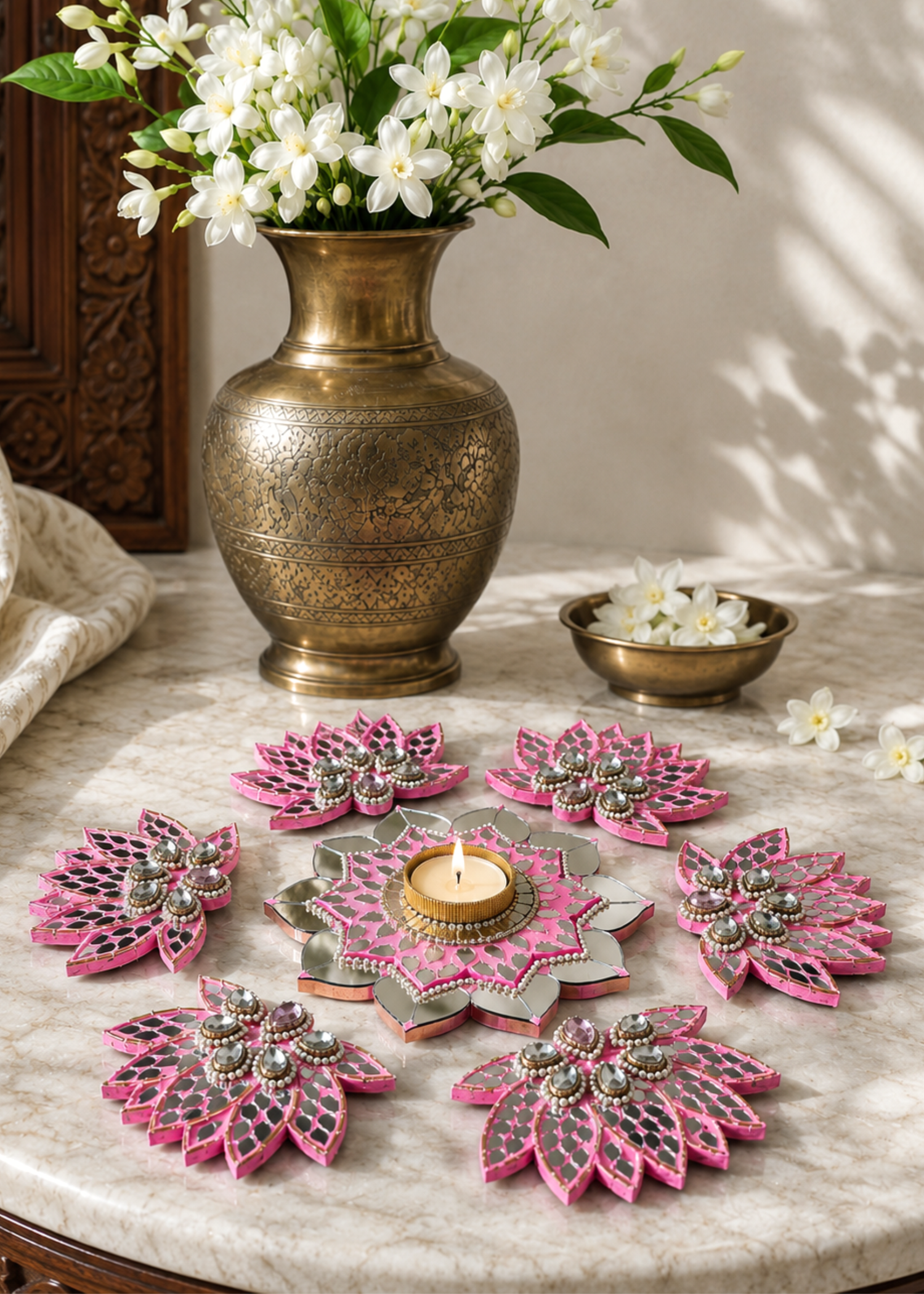 Festive Mirror Lotus Rangoli