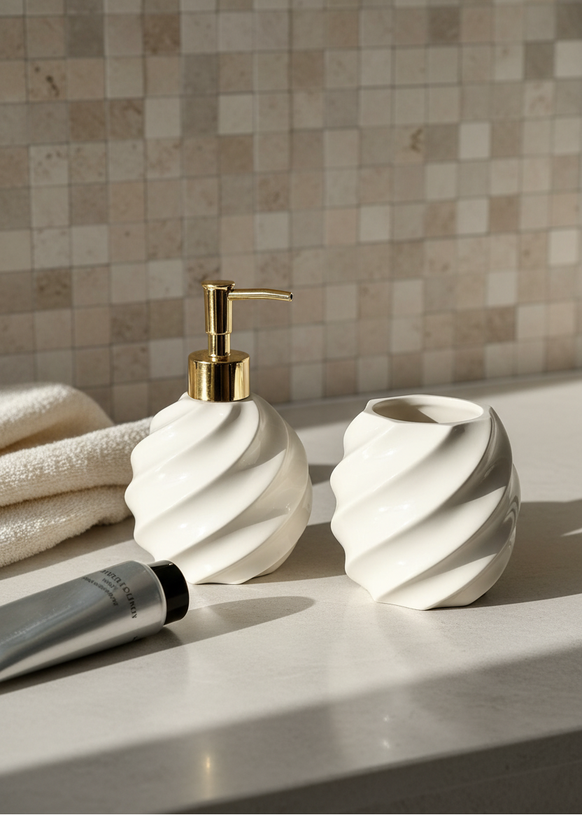 Swirl Bathroom Set - Beige