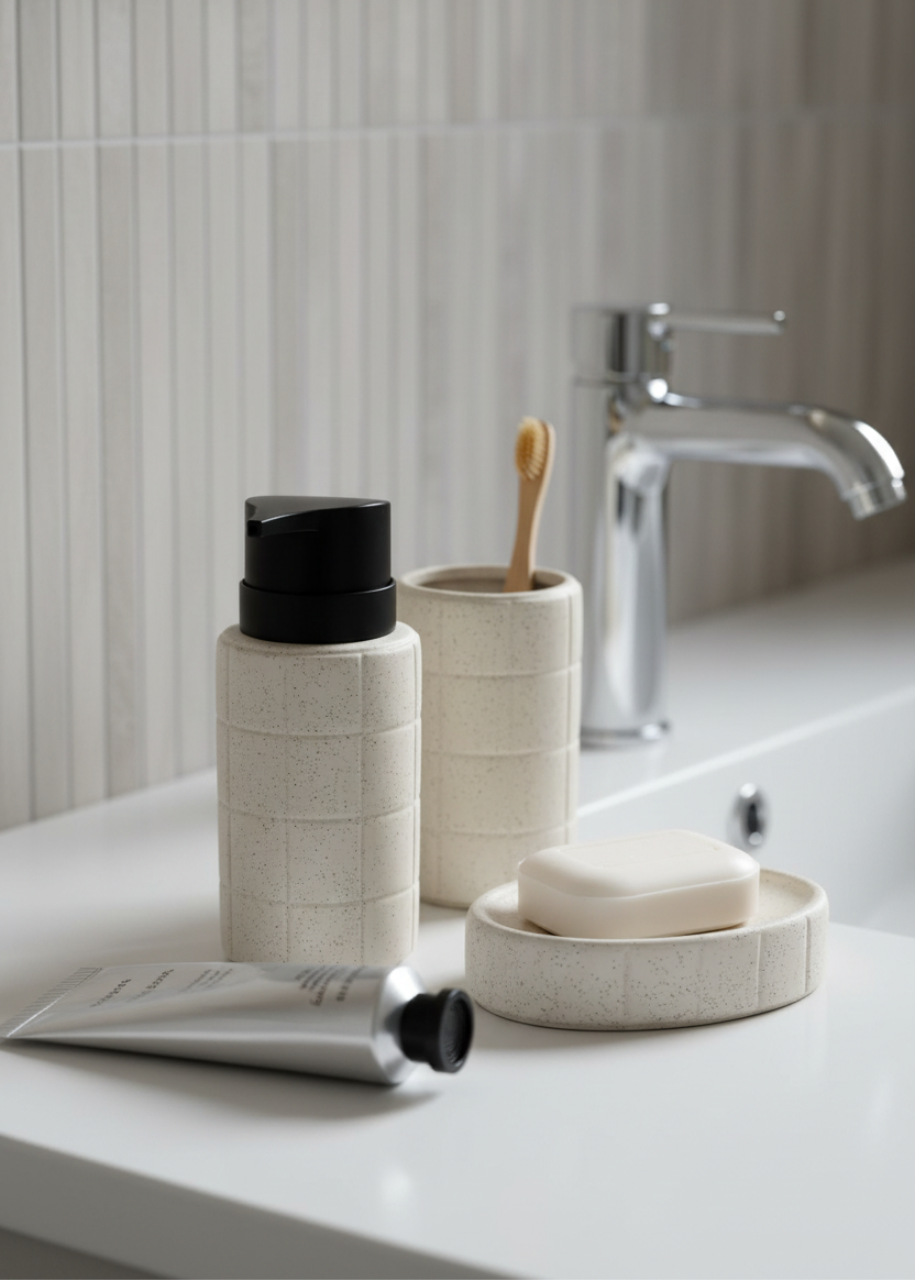 Stria Bathroom Set - Beige (Set of 3)