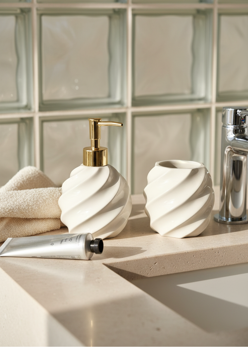 Swirl Bathroom Set - Ivory