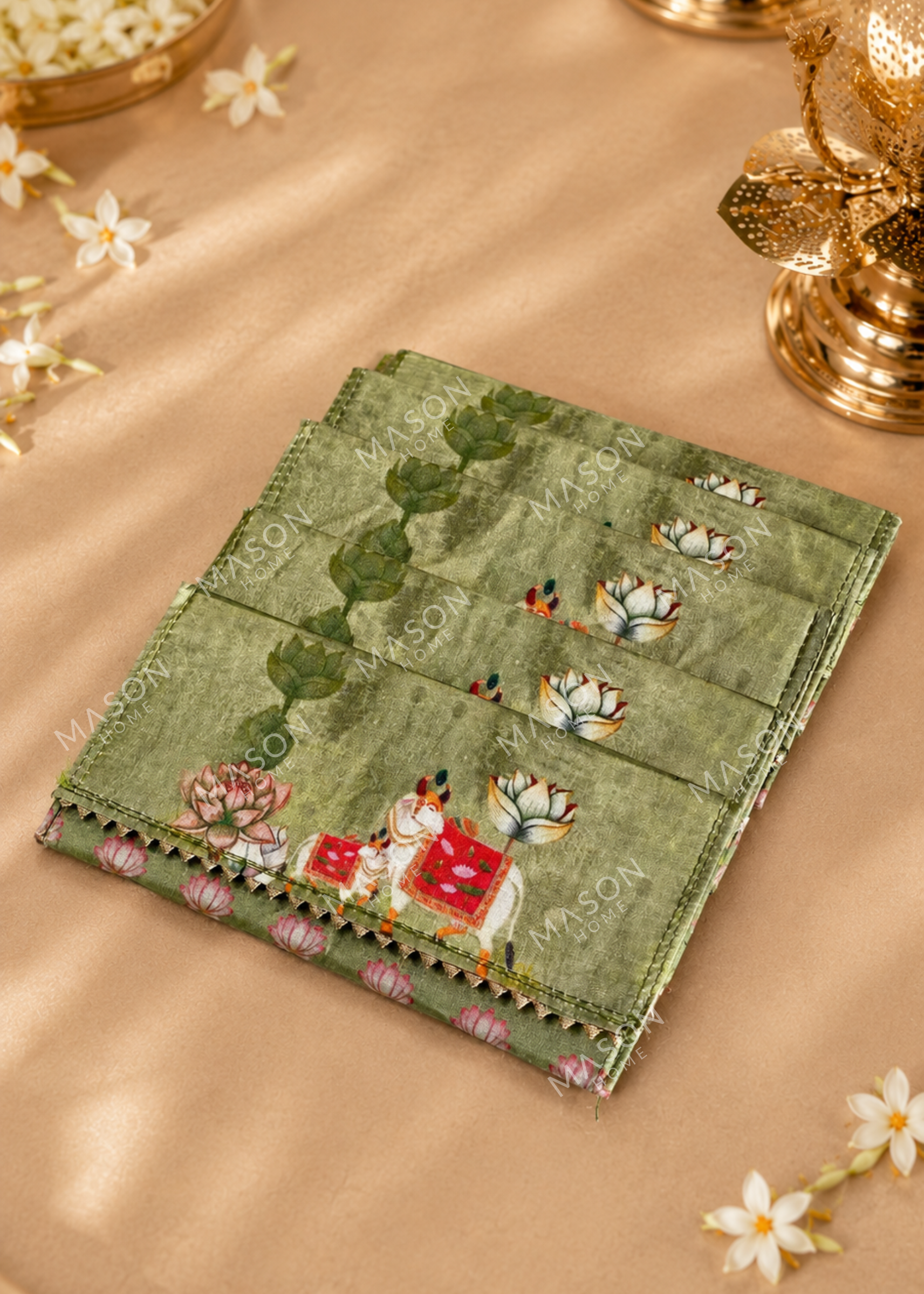 Festive Vrindavan Shagun Envelopes - Green (Set of 5)