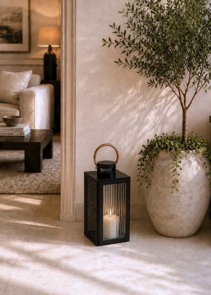 Vellora Black &amp; Gold Lantern - Small