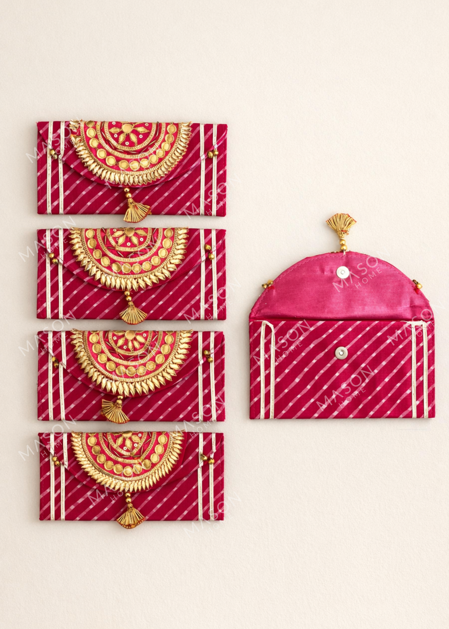 Festive Zari Envelope Pink - Set of 5