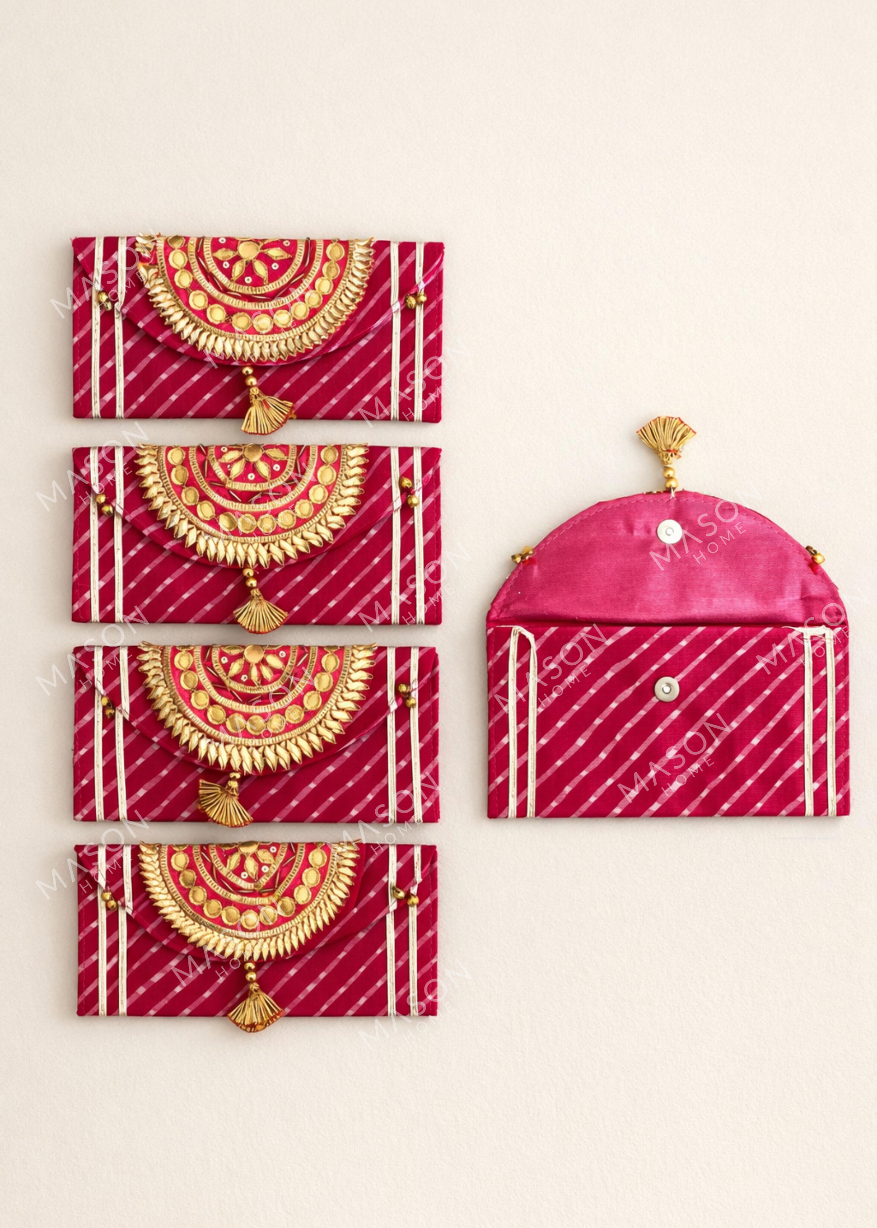 Festive Zari Envelope Pink - Set of 5