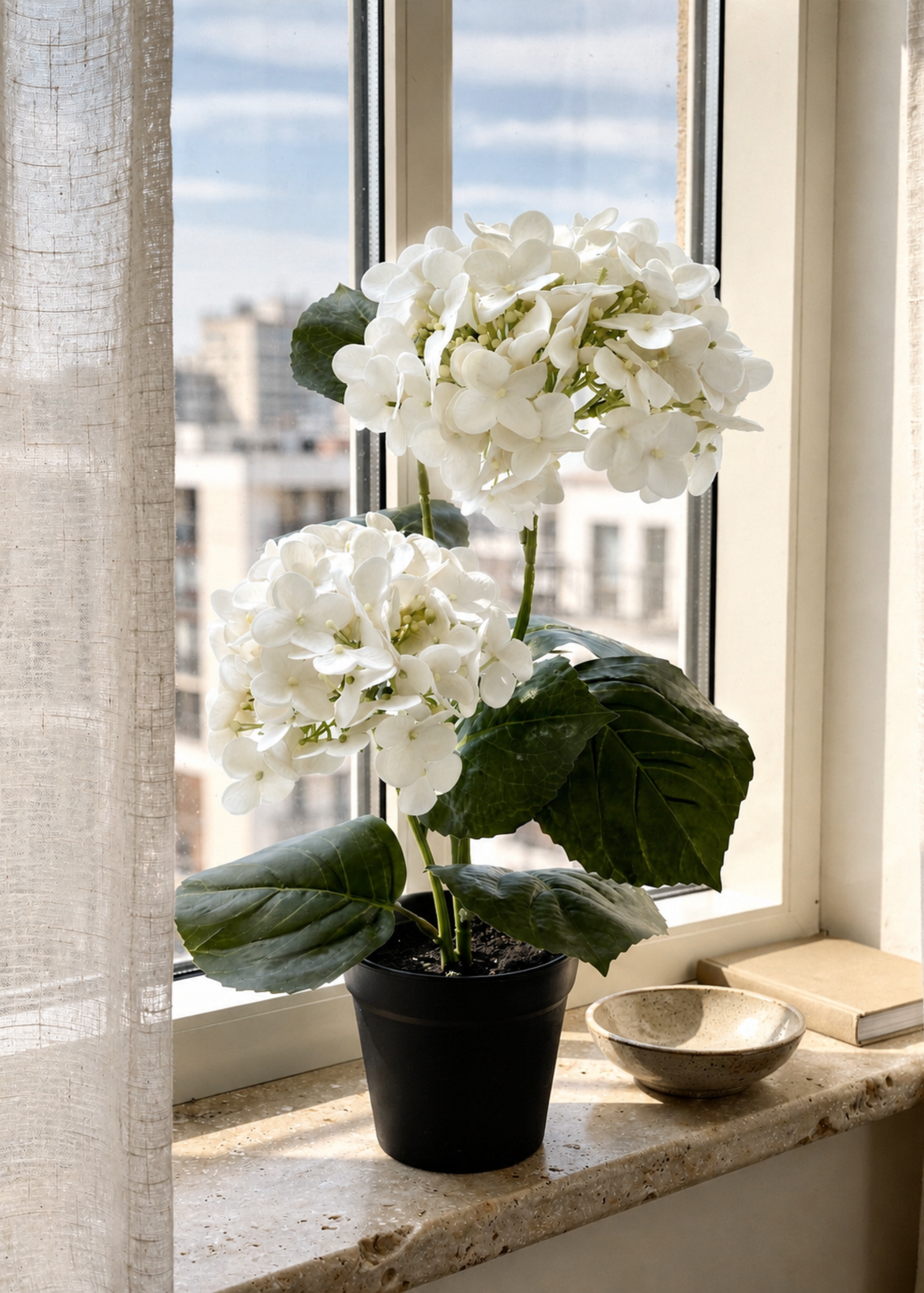 Artificial Botanic Hydrangea Plant - White