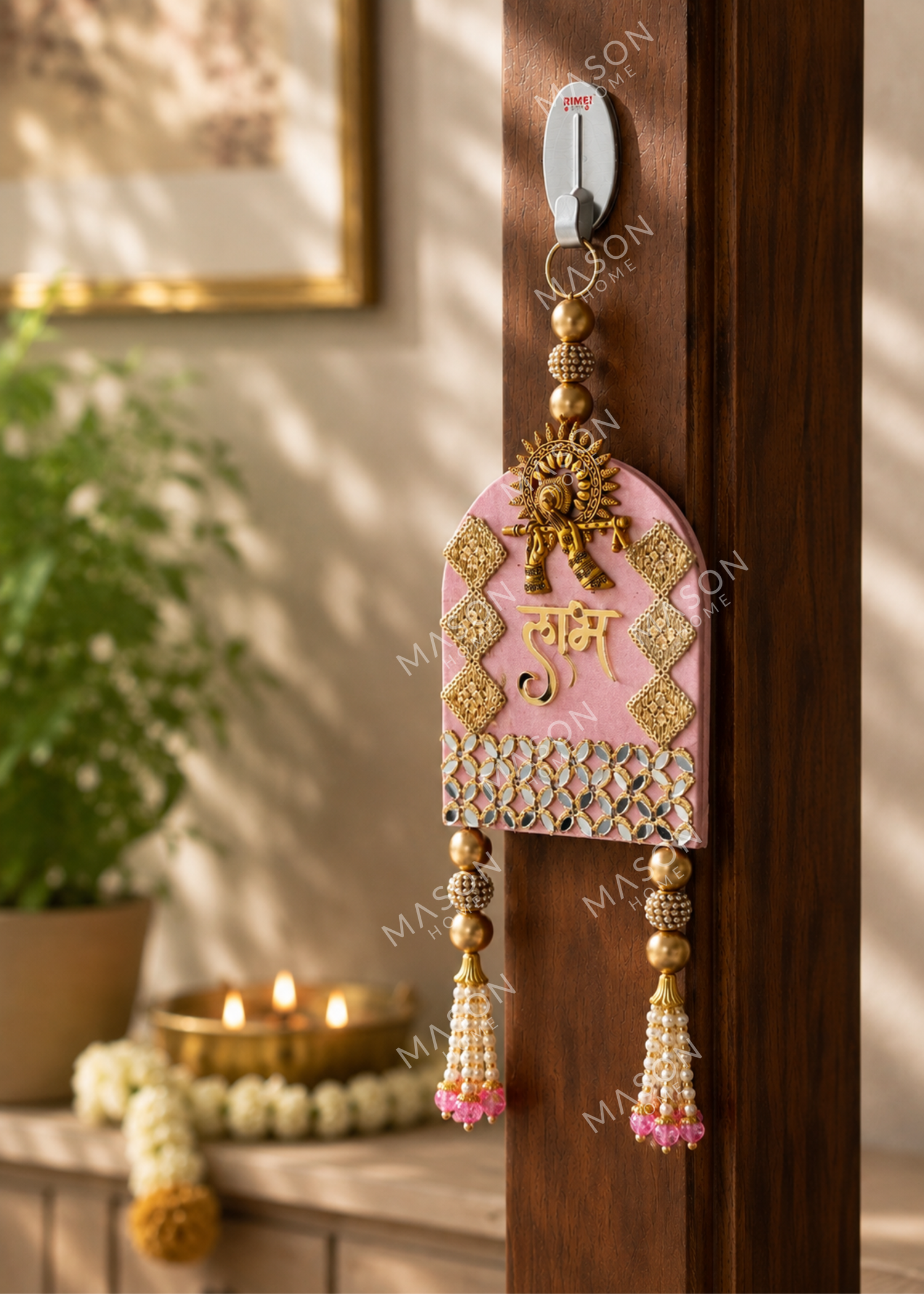 Festive Bansuri Shubh Labh Latkan - Pink
