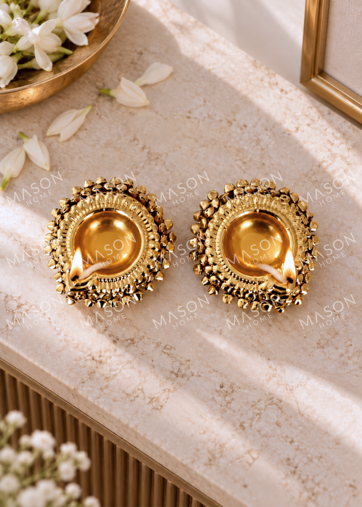 Festive Imperial Gold Diya - Set of 2