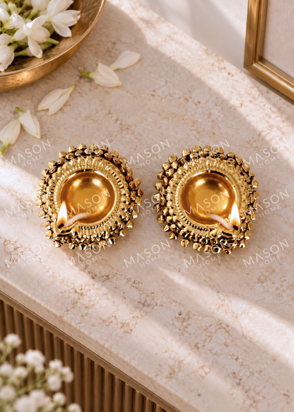 Festive Imperial Gold Diya - Set of 2