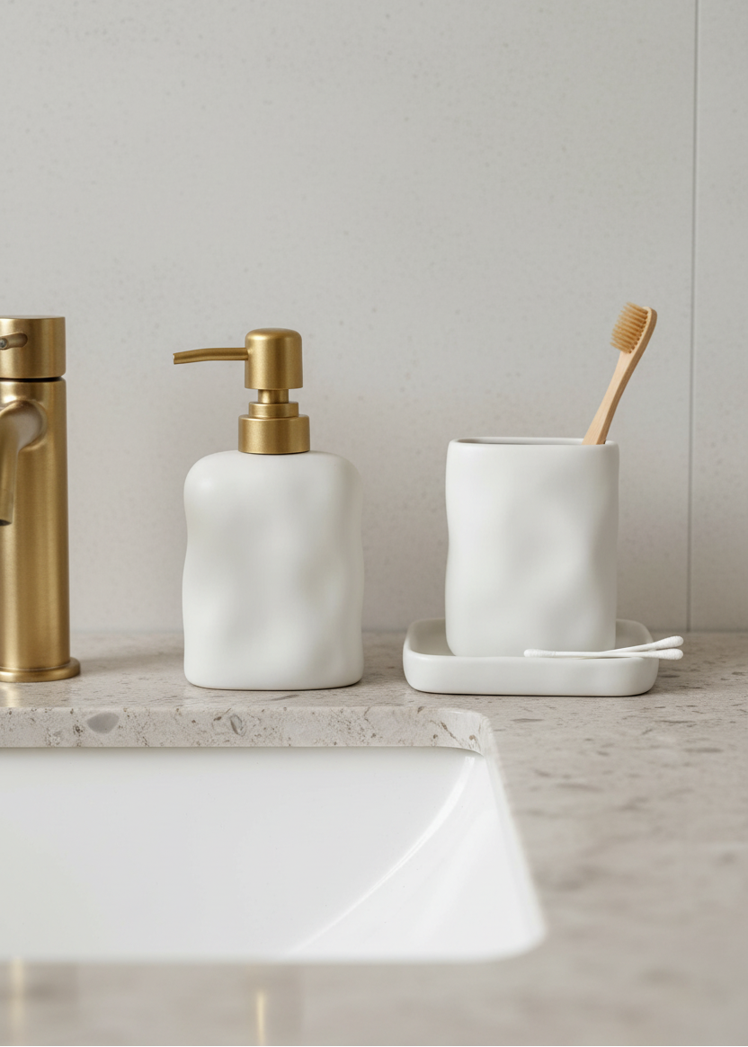 Lucent Bathroom Set - White (Set of 3)
