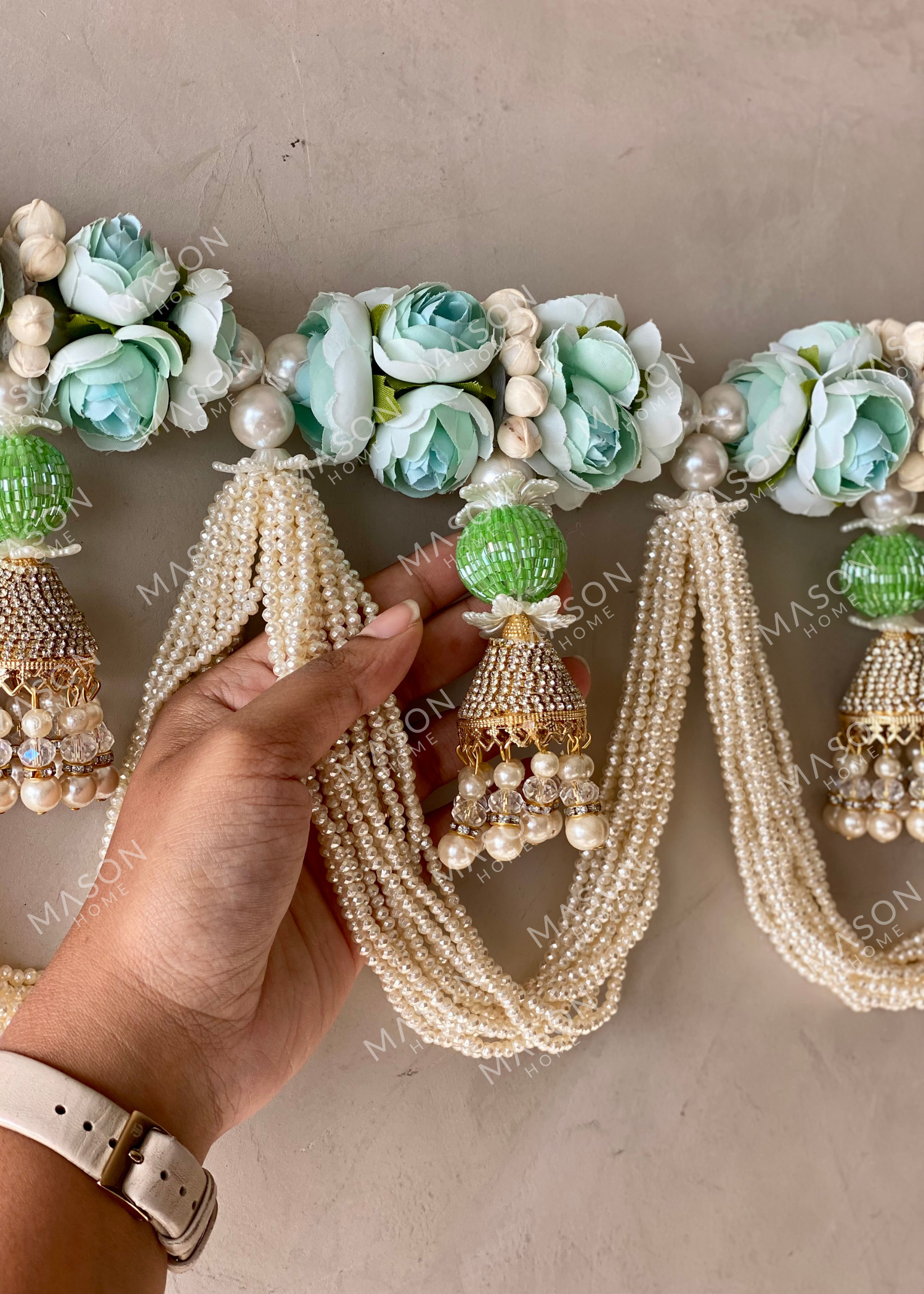 Festive Mint Pearl Toran